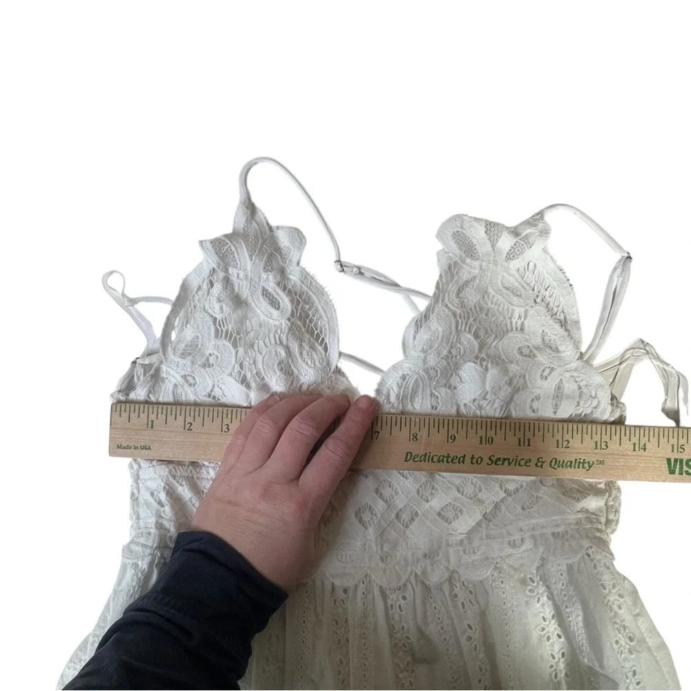 Large Three bird nest white lace bohemian dress work pockets - Picture 7 of 13